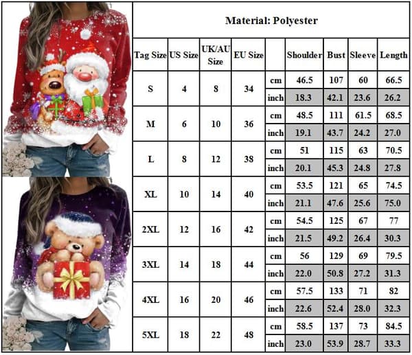 【03】Jul Långärmad Casual Holiday Tröja Toppar Vinter Julklapp A A S