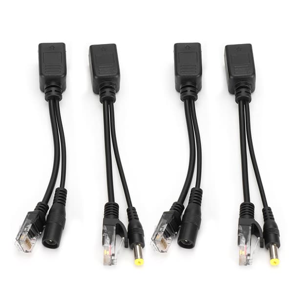 5 par Power Over Ethernet POE Splitter Adapter Injektor DC12V til IP-kamera Sort