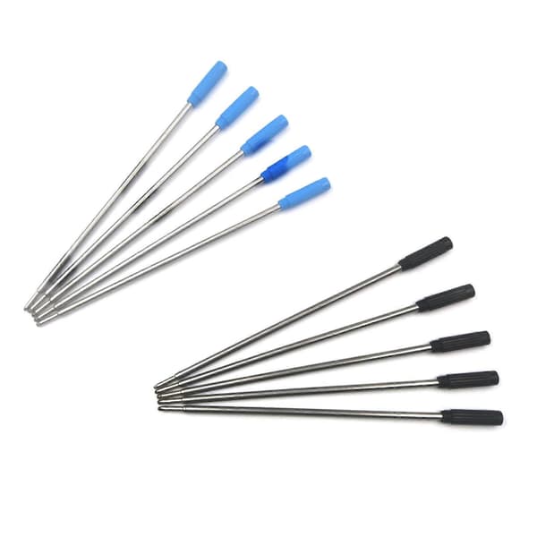 Refill til kuglepen i metal, 115 mm, oliebaserede penneblækreffiller i blå/sort (10-pak) Blue