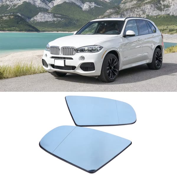 1 par vänster & höger dörrsida uppvärmda sidospegelglas för BMW X5 E70 2008-2013 Blå
