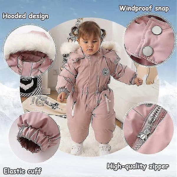 Børneoveralls Skisæt Vandtætte vinterfrakker Jakker Jumpsuits White 90cm