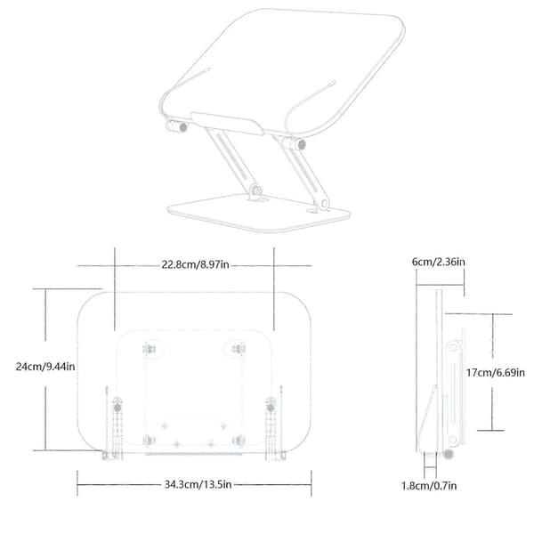 Multifunktionelt stativ til bøger, tablets, 13,5x9,4 tommer bogholder til læsning, justerbart bogstativ, 360° roterende base Rotary model