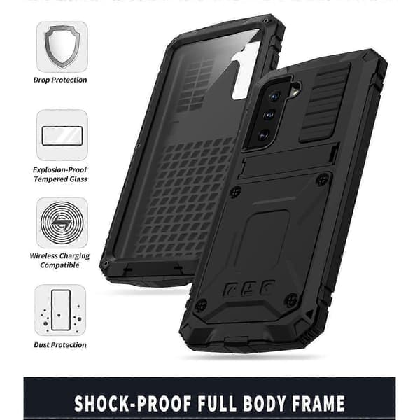 Til Samsung Galaxy S21+ 5G R-JUST Metal + Silikone Cover Black
