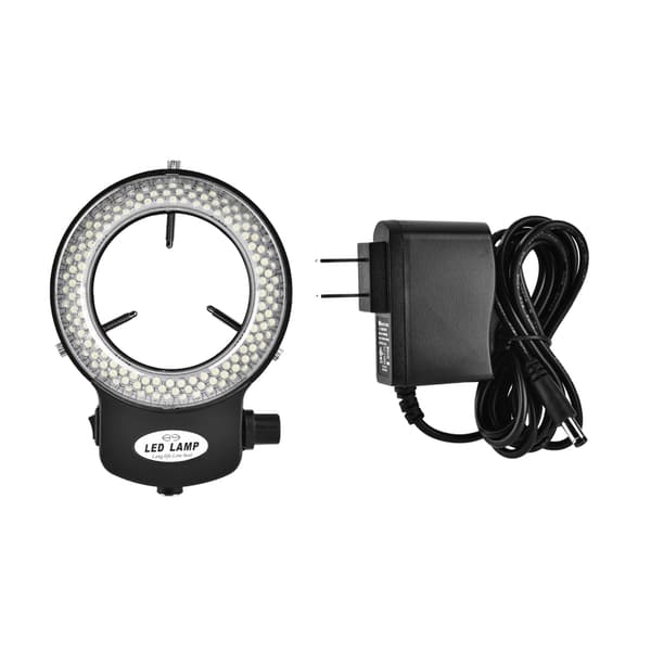 【03】Justerbar lysstyrke 144 LED-ringlys til mikroskopkamera (sort, amerikansk stik)