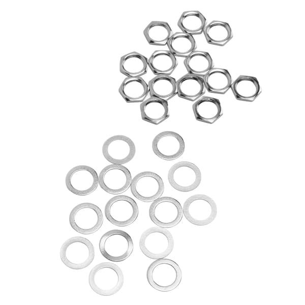 G3/8 Invändig Gänga Mutter Metallbricka Kit Instrument Jack Fästelement för Elgitarr Bas Silver