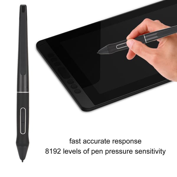 Sort Tablet Stylus med Hældningsfunktion - 8192 Præcisionsniveauer - Kompatibel med Kamvas 13, Kamvas Pro 24, Kamvas 22, Kamvas 22 Plus