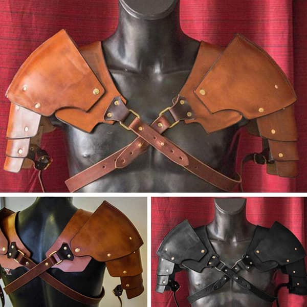 Herrskydd i steampunk-stil i PU-läder, retro medeltida stil, justerbar. Black