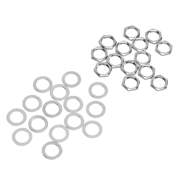 G3/8 Invändig Gänga Mutter Metallbricka Kit Instrument Jack Fästelement för Elgitarr Bas Silver