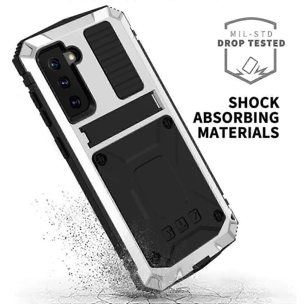 Til Samsung Galaxy S21+ 5G R-JUST Metal + Silikone Cover Silver