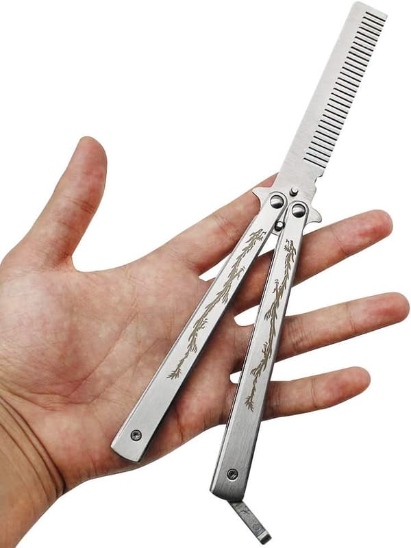 【03】Sommerfuglekam i rustfrit stål, foldbar kam, Balisong metal Co DXGHC