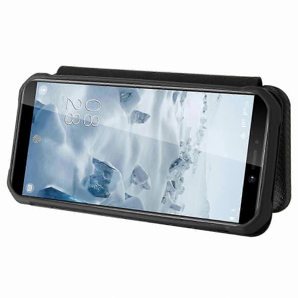 Flipcover med kulfiberstruktur og kortplads til robuste smartphones Black