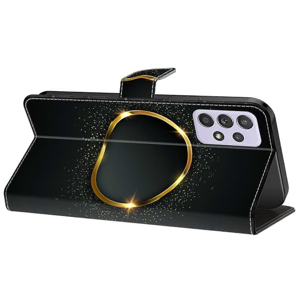 【03】For Samsung Galaxy A52 4G/ 5G/ A52s 5G Case Pattern Print Flip Folio Leather Phone Case Gold Ring