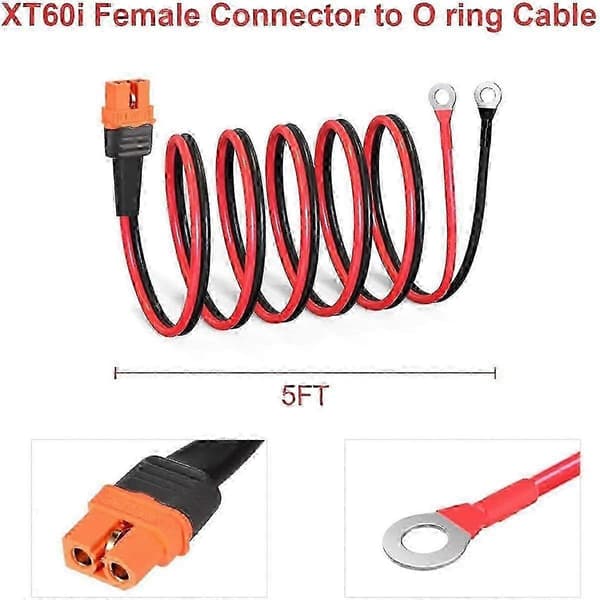 12AWG XT60i hun til O-ring-stik med fortinnet ledning, til RC-batteri, solcelle, bærbar strøm S