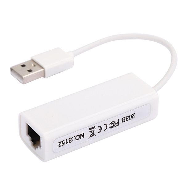 USB2.0 Ethernet Adapter RJ45 Hvid ABS RTL8152B Chip Computer Eksternt Netværkskort