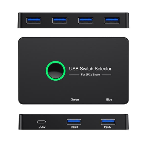 USB-A Switch 2 computere til 4 USB-A, USB 3.0-switch, USB-adapter