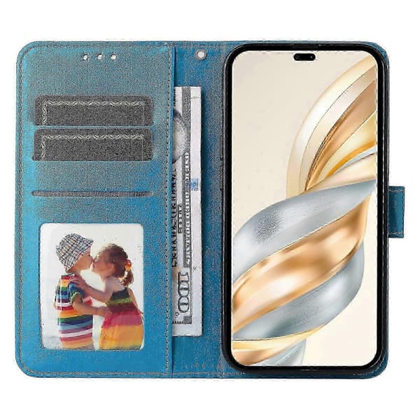 Läderfodral för Honor Magic7 Lite 5G/ X9c 5G Solros Plånboksfodral -NBB Blue
