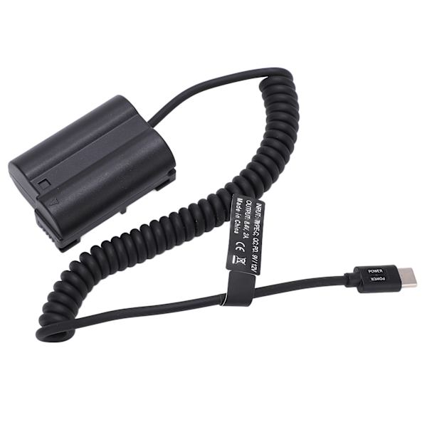 Type C Fuldt Dekodet Dummy Batteri Power Bank med EN EL15 Fjederkabel til D810 D850 Z5 Z6 Z6II Z7 Z7II Kamera
