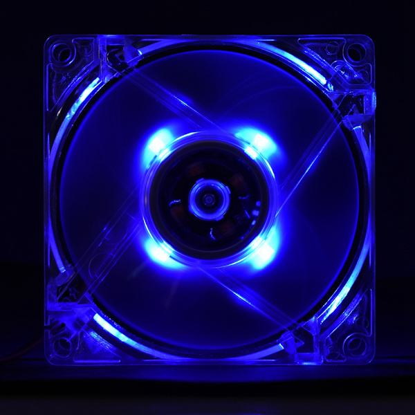 80mm LED Lys 12V 4Pin Lydløs PC Kabinet Køleventilator Computer Køler Blå