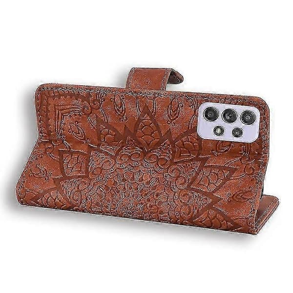 Plånboksfodral för Samsung Galaxy A52/A52S Premium PU-läder Flip Cover Mandala -XN Brown