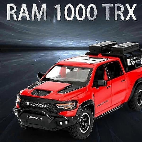 1:32 Dodge RAM Mammoth Pickup Truck Off Road Alloy Legetøjsbil Model Lyd & Lys Træk Tilbage Samling Gave Til Drenge Børn VIT