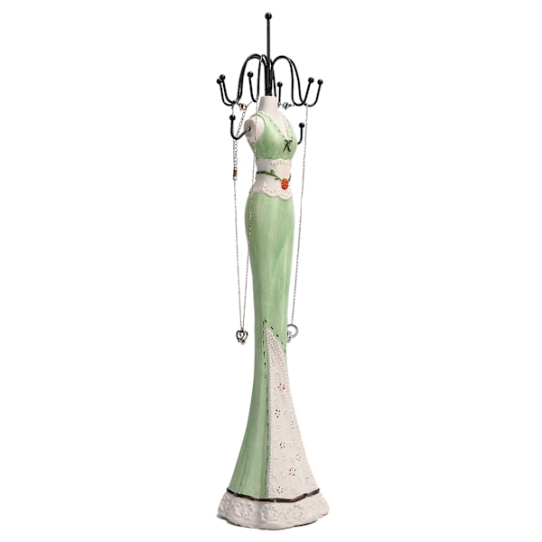 Halskæde Display Stand Model Formet Smykker Øreringe Opbevaringsholder Organizer Rack Grøn