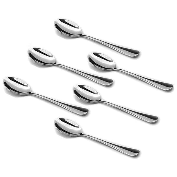 Professionelle 6-delte rørepinde i rustfrit stål, mini espressoskeer, sæt til varme og kolde drikke, snacks, sølv Silver