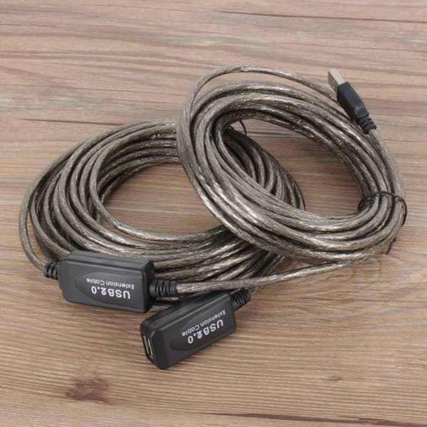 15M USB 2.0 Typ A Hane till Hona Förlängningskabel Svart