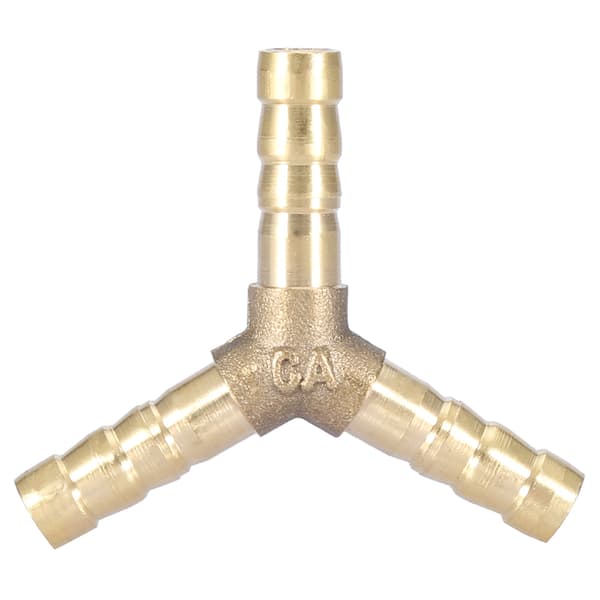 Mässing Y 3-vägs slanganslutning Barb Förbindningskoppling Luft Vatten Gas OD (6mm, 4st)
