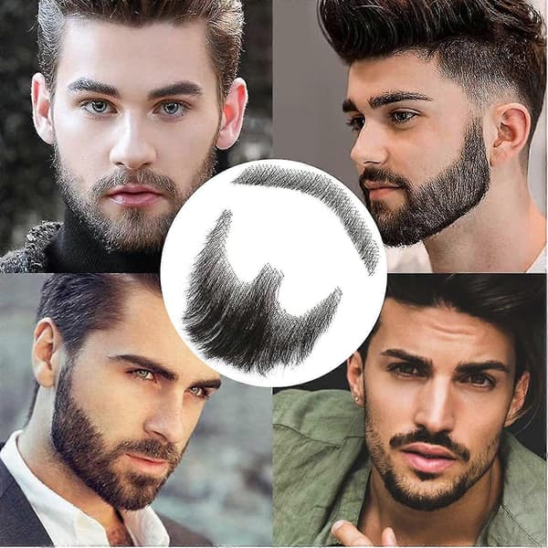 Falsk skæg Realistisk 100 % Ægte Hår Helt Håndbundet Goatee Sort Til Mænd Makeup Underholdning/Drama (hz03)