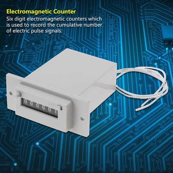6-siffrig Elektromagnetisk Pulsräknare AC 220V - Ljusgrå - 1 Styck