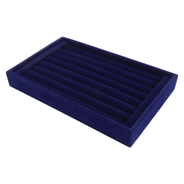 7 Fack Ring Örhängen Bricka Multifunktionell Utrymmesbesparande Blå Sammet Smyckeskrin Display Organizer