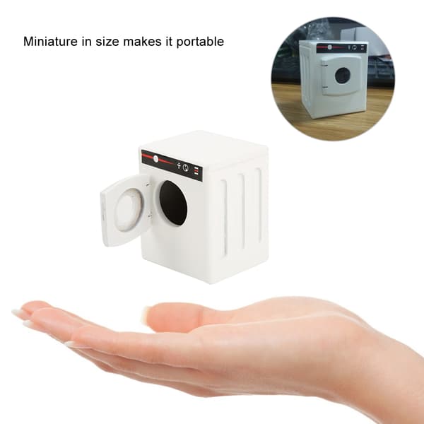 1:12 Dockhus Tvättmaskin Modell i Trä för Dockor DIY Dockhusmöbler Vit