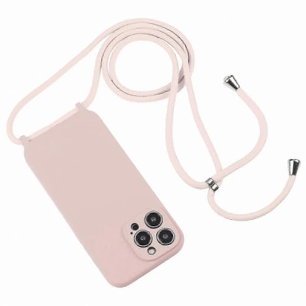Skulderremsetui med flydende silikone til 14 Pro - HK603 Sand Pink