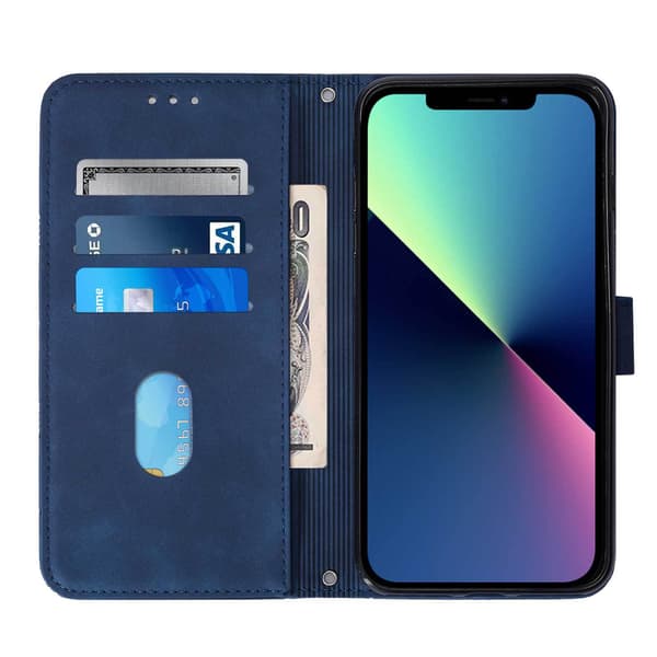 【03】iPhone 15 Pung Etui Læder Rvelon - Blå Marineblå Marinblå blue