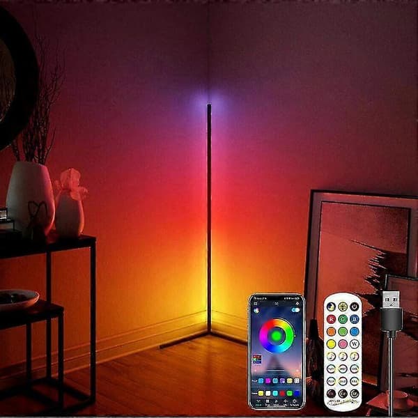 RGB LED-golvhörnlampa ljusstativ bluetooth streaming speldekoration au