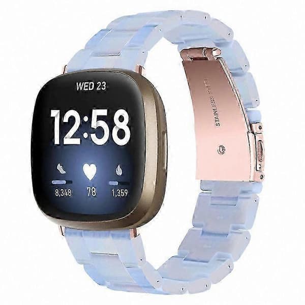 20 mm harpiksrem med spænde i rustfrit stål til Fitbit Versa 4/Sense 2 udskiftningsurrem Baby Blue