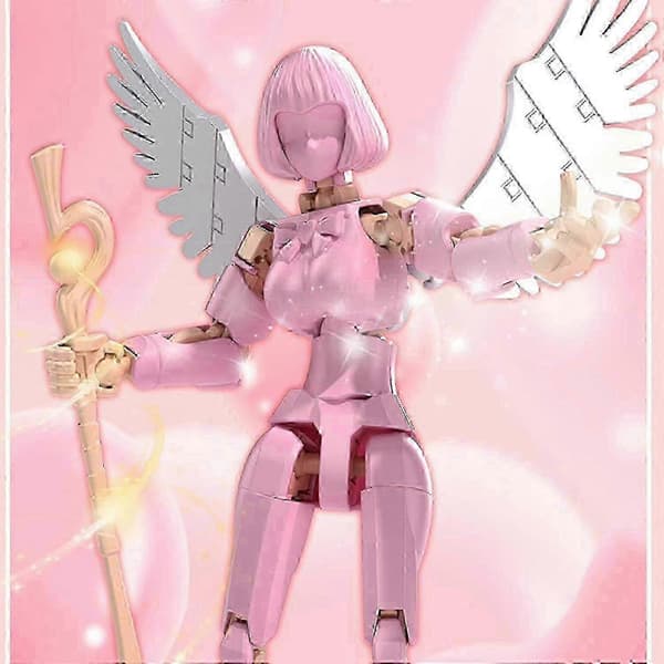 Pink Leddelt Byggeklods Actionfigur med Fuld Mobilitet til Kreativ Leg