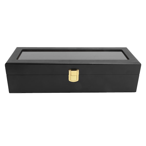 Urkasse med seks rum, massivt træ, armbåndsur display etui, sort smykkeorganisator