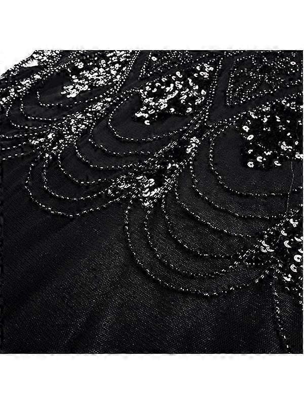 Dame Vintage Pailletter Flæset Lang Gatsby Flapper Kjole Black M