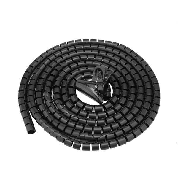 Fleksibel Spiralrør Kabel Organizer Wire Wrap Ledningsbeskytter Wire Opbevaring Sort 3,0m * 16mm