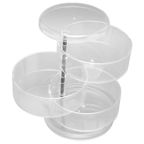 Roterande Smyckeskrin 3 Lager Transparent Plast 360 Graders Rotation Elegant Stil Örhängeshållare för Kvinnor