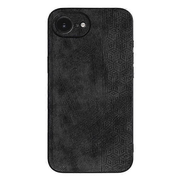 【03】For iPhone 16e Case Protective PU Leather Covered TPU Phone Case Black