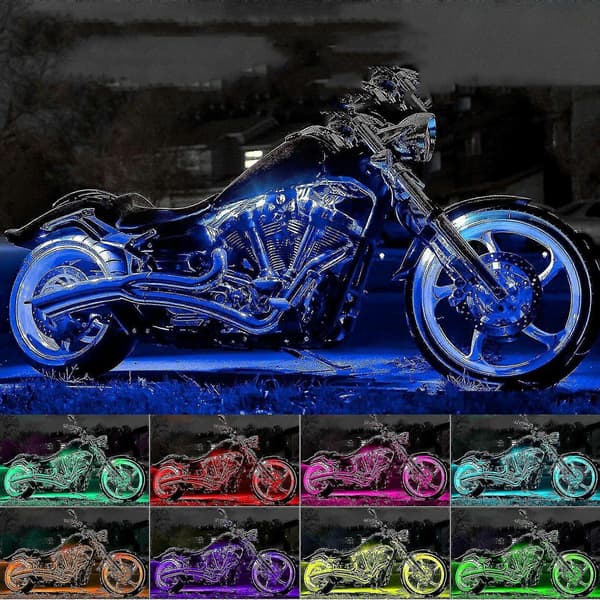 RGB motorcykel LED-lys under glødende neonstrimmel Bluetooth-appkontrolsæt