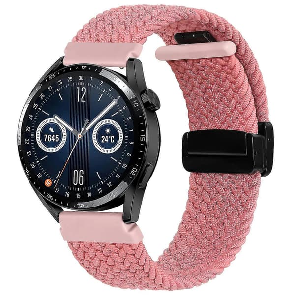 För Garmin Forerunner 265/255/Vivoactive 4/Venu 2 22 mm nylonarmband + vikbart spänne Pink