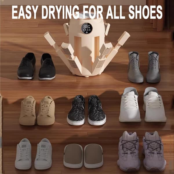 【03】Electric Shoe Dryer - 48°C Smart Dryer with 6 Stands, 3/6/9H Timer & Foldable Design for Shoes (Black)