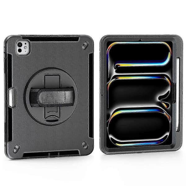 Til iPad Pro 13 (2024) Etui Støttefunktion PC + TPU Robust Beskyttelse Med Skulderrem - Blå, zxl Black