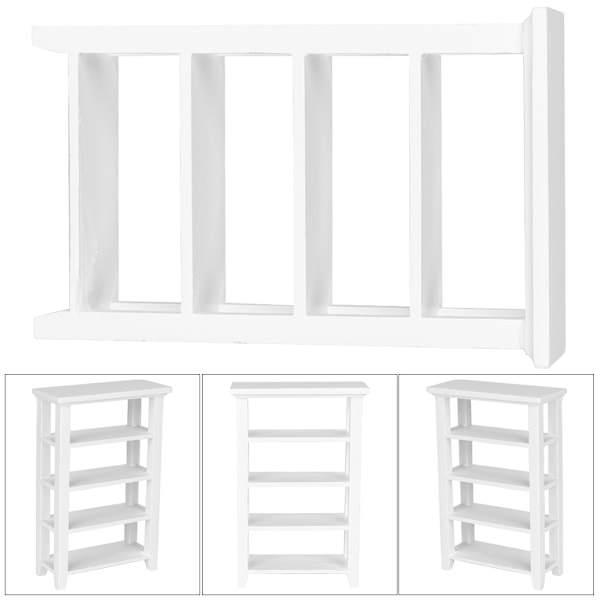 Miniature Møbelmodel Træ 4-Lags Hylde Display Rack til 1:12 Dukkehus Tilbehør