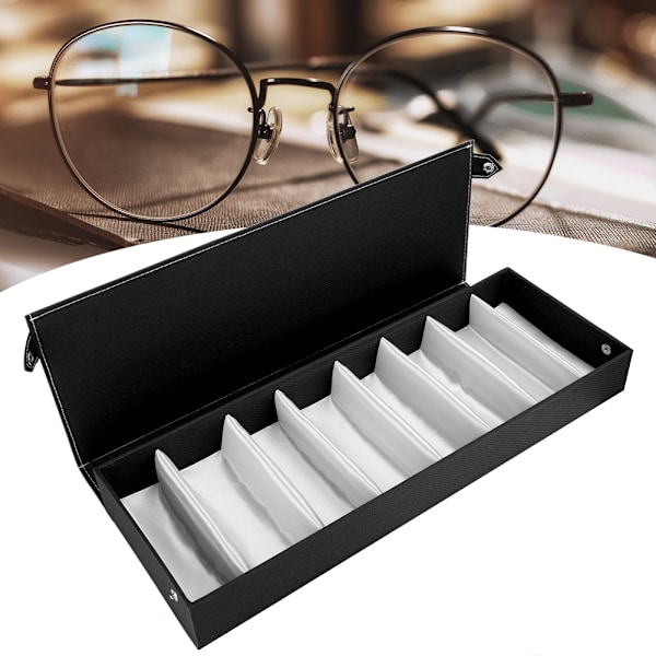 8 rum Bærbar Brille Etui Rejse Solbrille Opbevaringsetui Organizer Sort