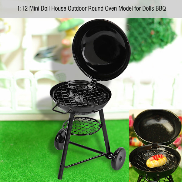 1:12 Mini Dockhus Tillbehör Utomhus Rund Ugn Modell för Dockor BBQ Matlagning