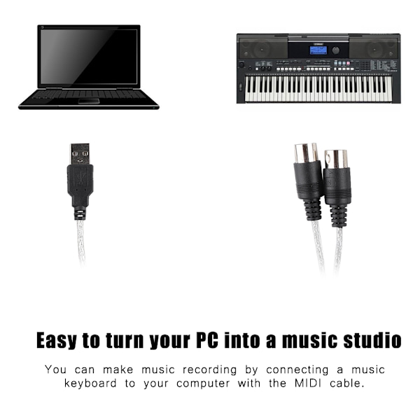 MIDI til USB Kabel Konverter MIDI Interface Adapter Ledning Keyboard Musikredigeringslinje